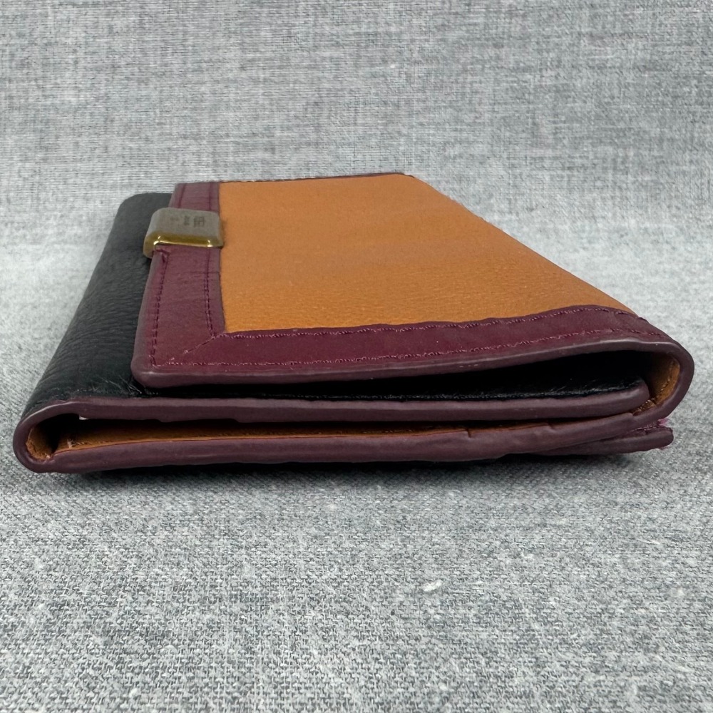 Fossil Emerson Flap Wallet Women's Leather Brown Burgundy Black - Picture 5 of 13
